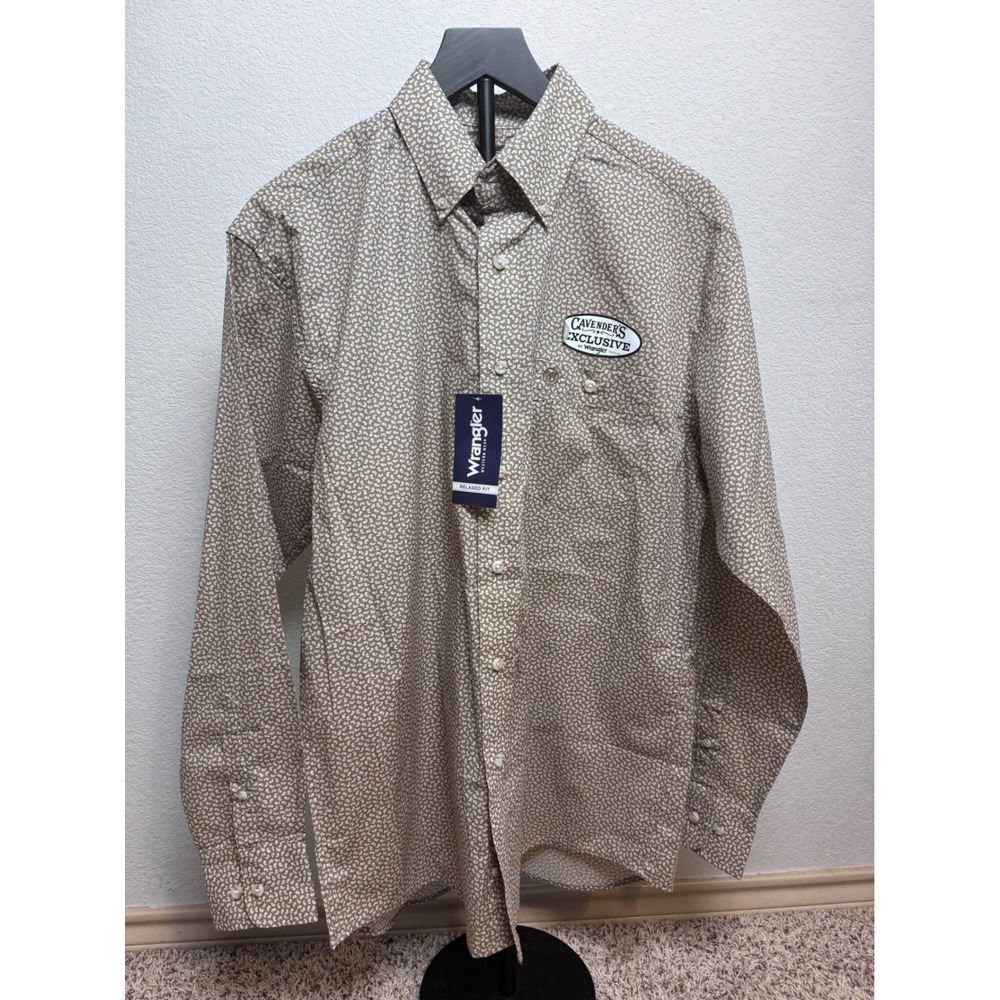 Wrangler Western Wear Mens Tan Paisley Button Down Shirt Cavenders Exclusive S